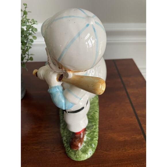 Vintage Lefton The Slugger Boy With Bat Ceramic Planter Baseball - Picture 4 of 6